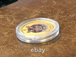 2010 Australia 1/10 oz Gold Tiger Coin Color Mint capsule Low Mintage
