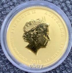 2010 Australian Year Of The TIGER Gold Lunar 1/10 oz. 9999 BU Coin Mint Capsule