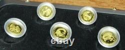 2010 Discover Australia Fauna 1/25oz 999 Gold Proof 5 Coin Set Perth Mint, Rare