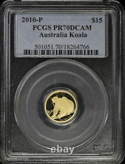 2010 P Australia $15 1/10 oz Proof Gold Koala PCGS PR 70 DCAM PF Deep Cameo