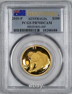 2010 -P Australia Gold Koala High Relief $100 PCGS PR70 DCAM