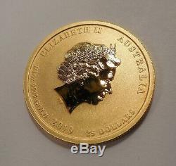 2010-P-Australia-Year of the Tiger-$25-1/4 oz. 9999 Gold Coin-Original Capsule