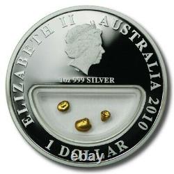 2010 Treasures of Australia Gold Nugget Coin / 1oz Silver Proof