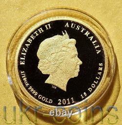 2011 Australia $15 Lunar II Year of the Rabbit 1/10Oz Gold Proof Coin Perth Mint