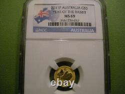 2011 Australia Gold 5 Dollars NGC MS69 Ultra Cameo
