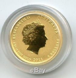 2011 Australia Lunar Rabbit $5 1/20 Oz. GEM BU Sealed. 9999 Perth Mint Colorized
