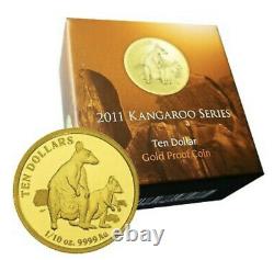 2011 Kangaroo Series Allied Rock Wallaby Ten Dollar 1/10oz Gold Proof Coin