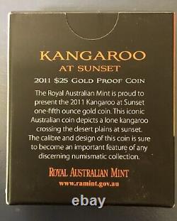 2011 Kangaroo at Sunset $25 1/5oz GOLD PROOF Coin RAM Coin 0686/1000 Iconic