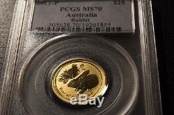 2011-P Australia Lunar Rabbit $25 Dollar Gold 1/4oz Coin PCGS MS70