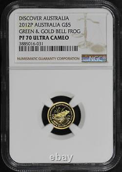 2012P Discover Australia $5 Gold Green & Gold Bell Frog 1/25 oz NGC PF-70 UC