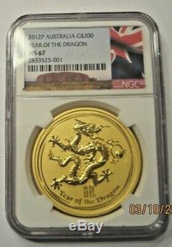 2012P Perth Mint G$200' Dragon NGC MS67 Gold Proof Coin
