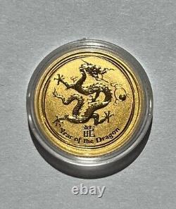2012 1/10 oz Gold Lunar Year of The Dragon BU Australia Perth Mint