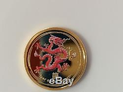 2012 1/4 oz COLORIZED Gold Australian Perth Mint Lunar Year of the Dragon Coin
