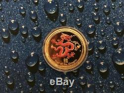 2012 1 oz gold colorized Australian Lunar year of the dragon coin from the Perth