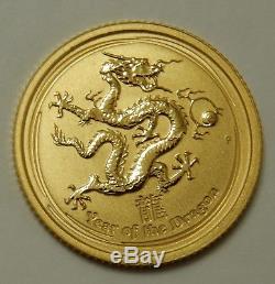 2012 Australia $15 Gold Coin Year of the Dragon 1/10 oz