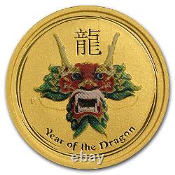 2012 Australia 1/10 oz Gold Lunar Dragon BU (SII, Green Color)