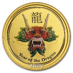 2012 Australia 1/20 oz Gold Lunar Dragon BU (SII, Green Color) SKU #71756