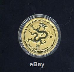 2012 Australian $15.00 1/10 Ounce Year of The Dragon Gold Coin
