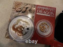 2012 Australian Lunar Dragon/ Gilded Year of the Dragon Perth Mint Condition