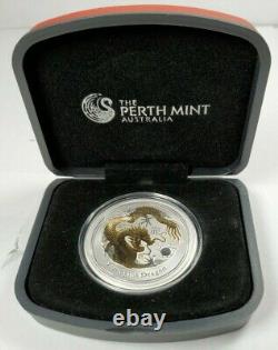 2012 Australian Lunar Silver Coin Series II Year of the Dragon 1 oz Gilded Edit