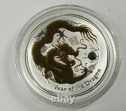 2012 Australian Lunar Silver Coin Series II Year of the Dragon 1 oz Gilded Edit