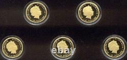 2012 Discover Australia $15 Wildlife Five 1/10 oz Proof Gold Coins Set RARE