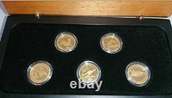 2012 Discover Australia $15 Wildlife Five 1/10 oz Proof Gold Coins Set RARE