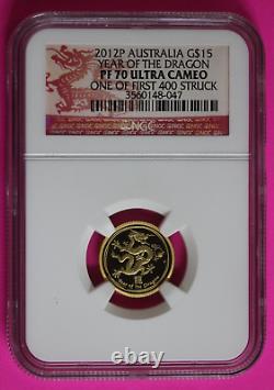 2012 PF 70 $15 Gold Australia Year Of The Dragon 1/10 OZ 1 of First 400 NGC 366