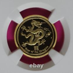 2012 PF 70 $15 Gold Australia Year Of The Dragon 1/10 OZ 1 of First 400 NGC 366