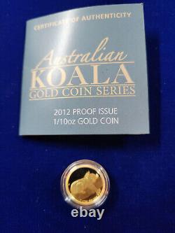 2012 PROOF Australia $15 Koala 1/10 oz. 9999 GOLD RARE 1,500 MINTAGE