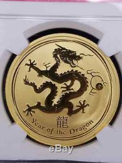 2012 P 1 oz Gold Australian Year of the Dragon MS70 NGC $100 Early Releases