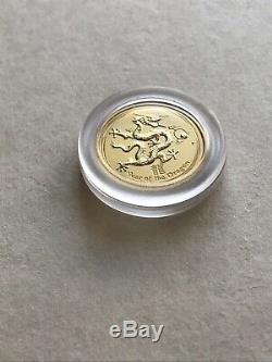 2012 Perth Mint Bullion Lunar Year Of The Dragon 1/20 Oz Gold Coin 5 Dollars