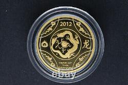 2012 Royal Australian Mint Lunar Dragon 1/10 oz Gold Proof Coin with Box and COA