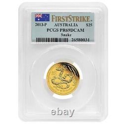 2013 1/4 oz Proof Gold Lunar Year of The Snake Perth Mint PCGS PF 69 FS