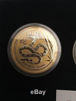2013 2 oz Gold Australian Perth Mint Lunar Year of the Snake Coin BU Series II