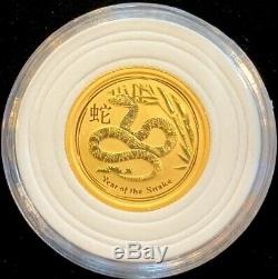 2013 Australia Gold Year Of The Snake $15 1/10 oz. 9999 GEM BU In Coin Capsule