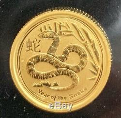 2013 Australia Gold Year Of The Snake $15 1/10 oz. 9999 GEM BU In Coin Capsule