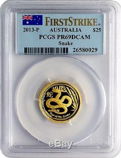 2013-P $25 Australia Year of the Snake Gold Proof PCGS PR69DCAM First Strike