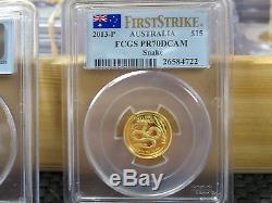 2013 P Australian Gold Snake Set. Pcgs Pf70 Dcam 1st Strikes-free Ship