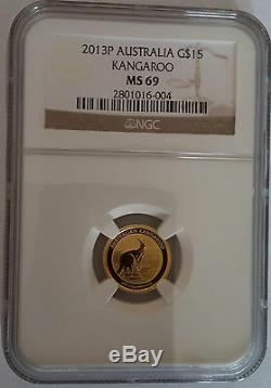 2013 Perth Mint Kangaroo 1/10 oz. 999 Fine Gold NGC MS 69 Australian Coin