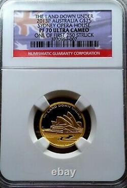 2013, Perth Mint Solid Gold $25, Land Down Under, PF70UC 1000 Minted 7.77g