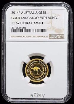 2014P 1/4oz Gold Australian Kangaroo 25 Anniversary PF62 Ultra Cameo (Rare)