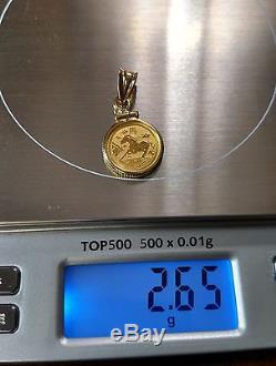 2014 1/20 oz 24K Gold Lunar Horse Coin 14k DIAMOND CUT SCREW TOP PENDANT + CHAIN