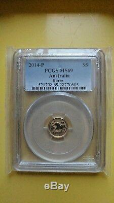 2014 1/20oz $5 Gold Australian Lunar Horse BU PCGS MS69 (Series II)