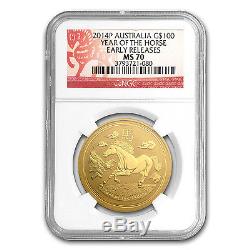 2014 1 oz Gold Australian Lunar Year of the Horse Coin MS-70 ER NGC
