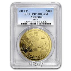 2014 1 oz Gold Lunar Year of the Horse MS-70 PCGS (SII)