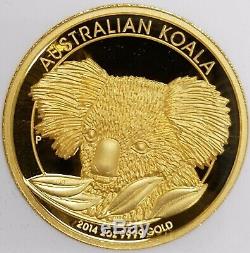 2014 2 oz Australia Proof Gold Koala Coin Perth Mint High Relief NGC PF 70 UC FS