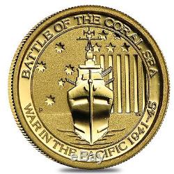 2014 Australia 1/10 oz Gold $15 Battle of the Coral Sea BU In Cap