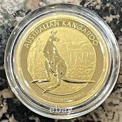2014 Australia 1/10 oz Gold Kangaroo Brilliant Uncirculated (BU) In Plastic Case