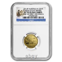 2014 Australia 1/10 oz Gold Lunar Horse PF-70 NGC
